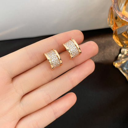 [AuraEcho Jewelry]ZERO 1 DIAMOND PAVED EARRINGS