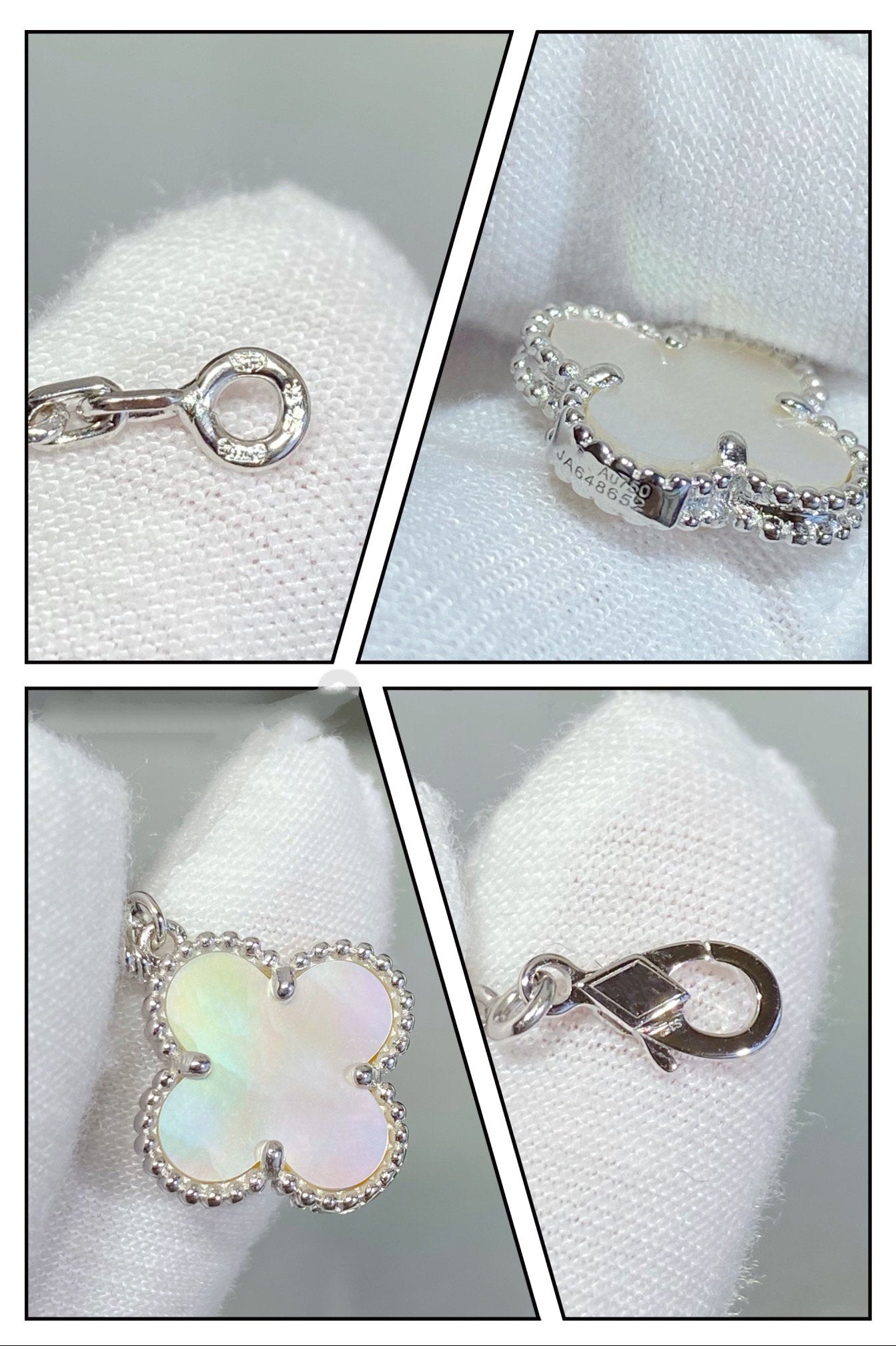[AuraEcho Jewelry]CLOVER 5 MOTIF WHITE MOP SILVER BRACELET
