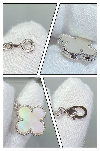 [AuraEcho Jewelry]CLOVER 5 MOTIF WHITE MOP SILVER BRACELET