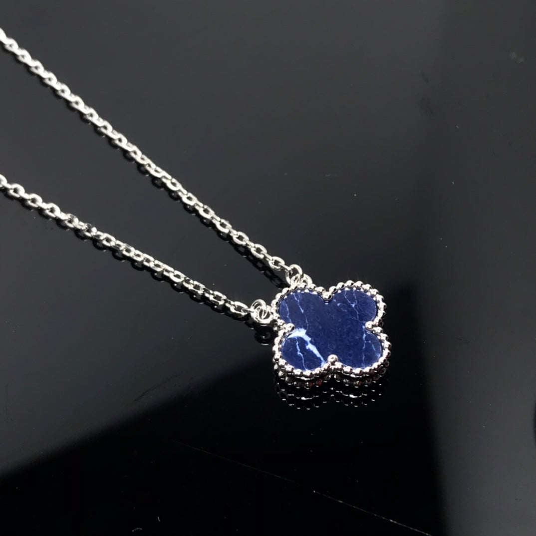 [AuraEcho Jewelry]CLOVER PIETERSITE SILVER LONG NECKLACE