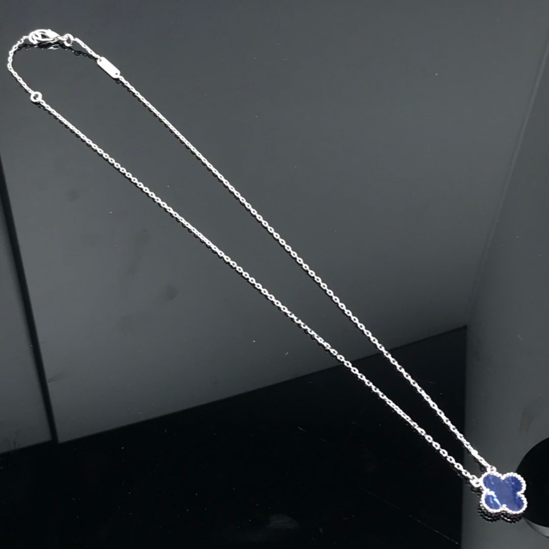[AuraEcho Jewelry]CLOVER PIETERSITE SILVER LONG NECKLACE