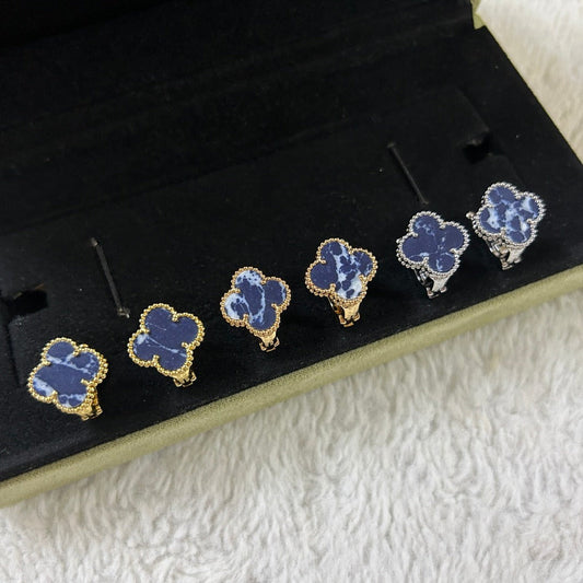 [AuraEcho Jewelry]CLOVER PIETERSITE MEDIUM STUD EARRINGS