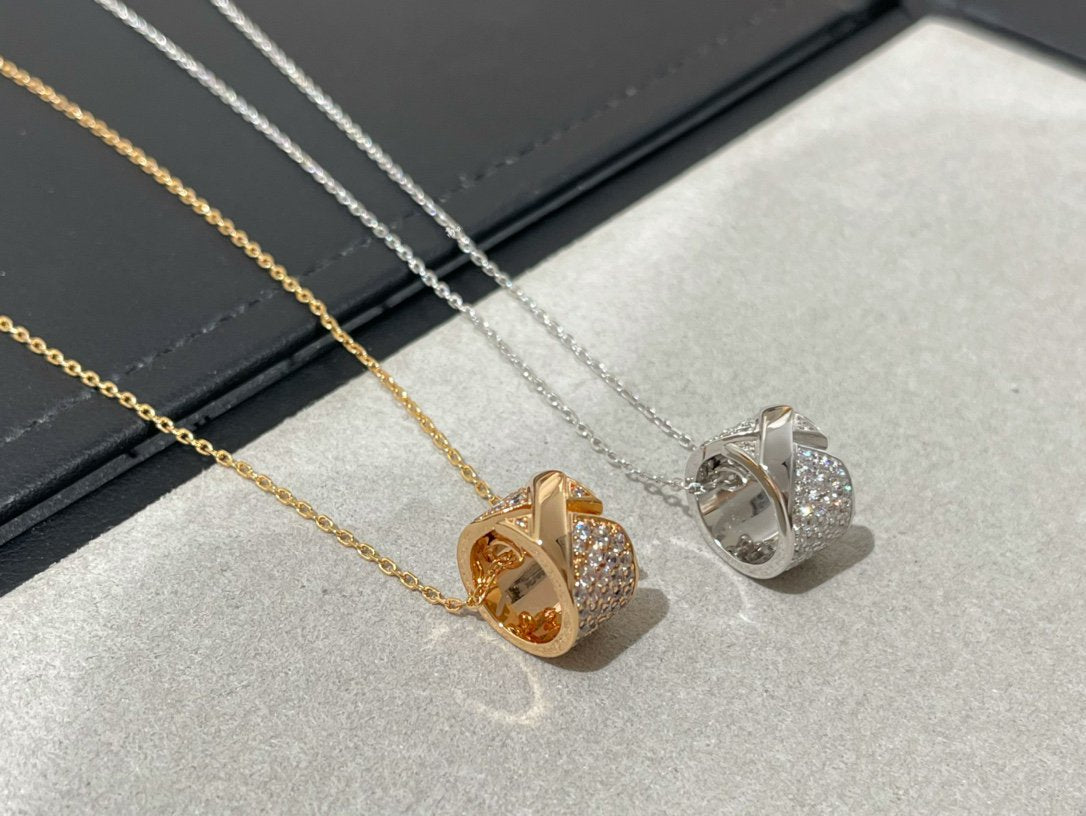 [AuraEcho Jewelry]LIENS EVIDENCE DIAMOND PAVED NECKLACE