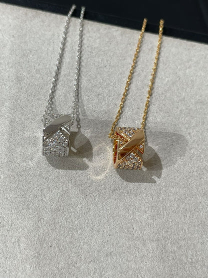 [AuraEcho Jewelry]LIENS EVIDENCE DIAMOND PAVED NECKLACE