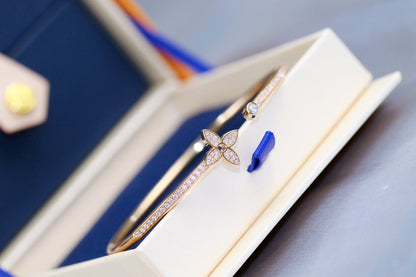 [AuraEcho Jewelry]IDYLLE PINK GOLD OPEN BRACELET DIAMOND PAVED