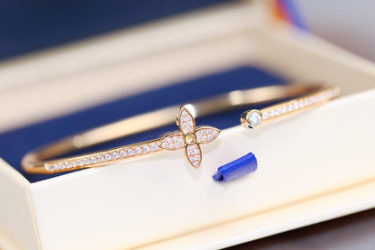 [AuraEcho Jewelry]IDYLLE PINK GOLD OPEN BRACELET DIAMOND PAVED
