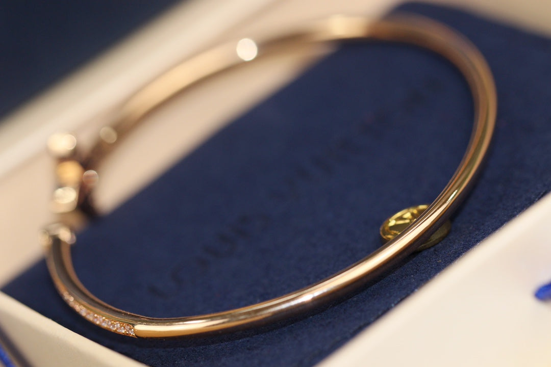 [AuraEcho Jewelry]IDYLLE PINK GOLD OPEN BRACELET DIAMOND PAVED
