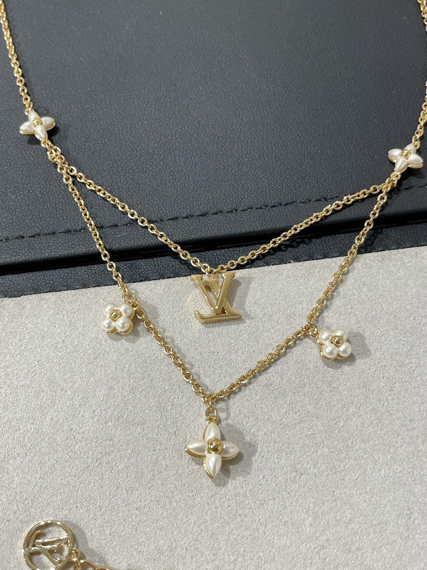 [AuraEcho Jewelry]FLOWERGRAM GOLD MOP DOUBLE ROW NECKLACE