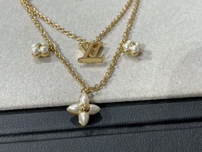 [AuraEcho Jewelry]FLOWERGRAM GOLD MOP DOUBLE ROW NECKLACE