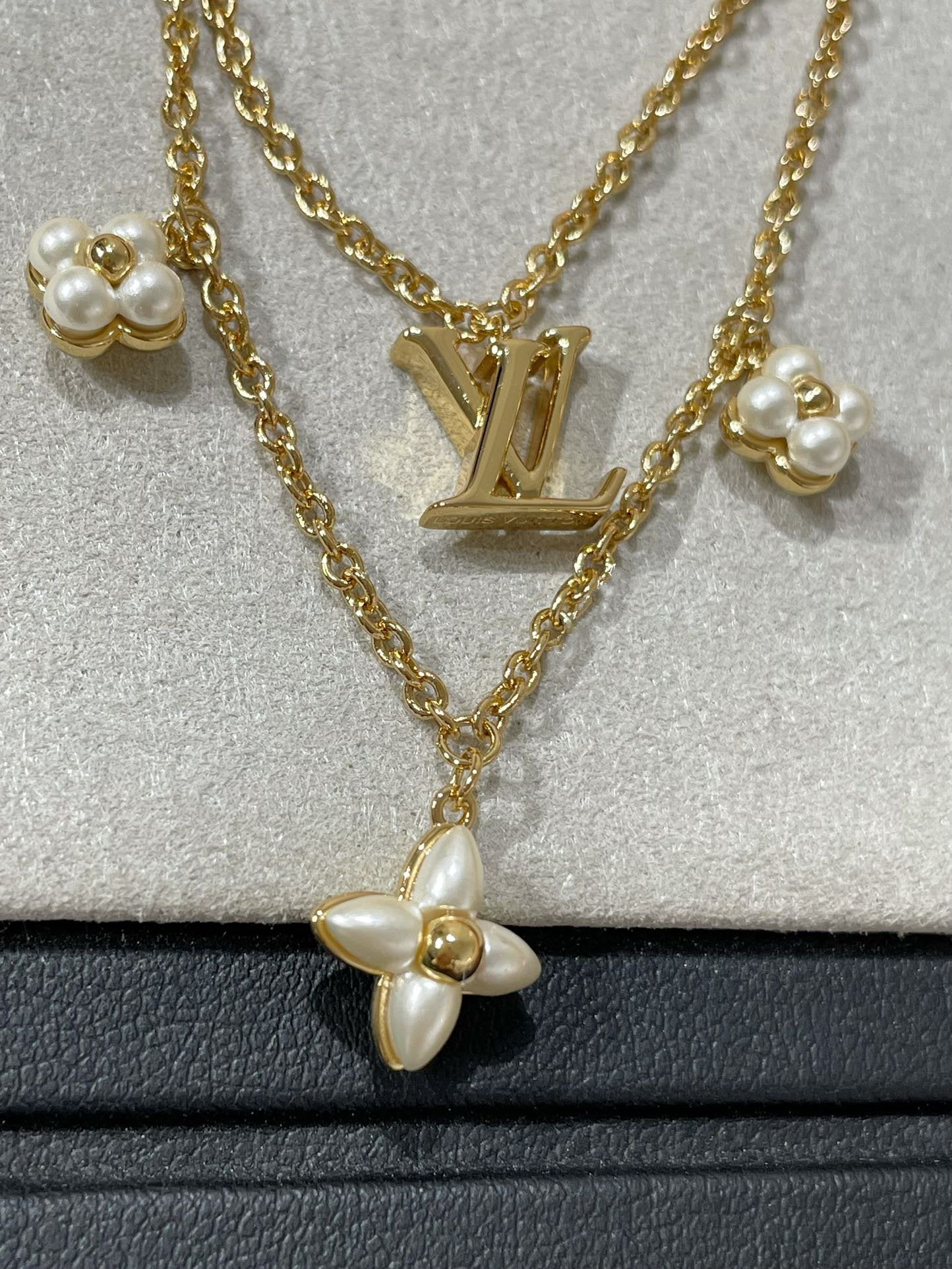 [AuraEcho Jewelry]FLOWERGRAM GOLD MOP DOUBLE ROW NECKLACE