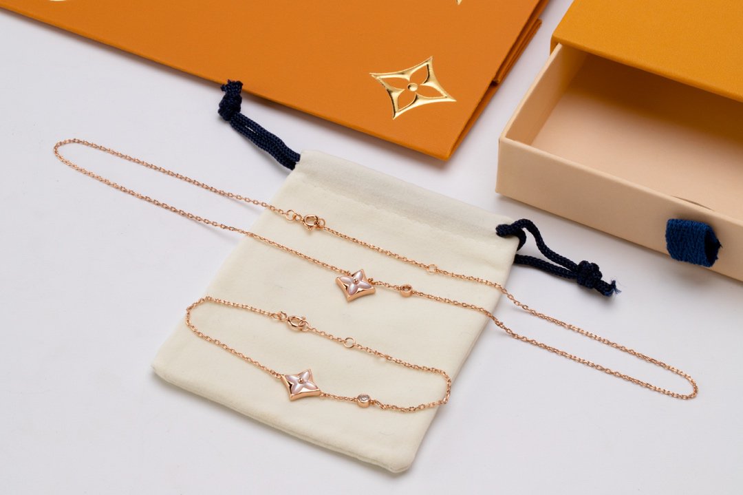 [AuraEcho Jewelry]STAR PINK MOP 1 DIAMOND PINK GOLD NECKLACE