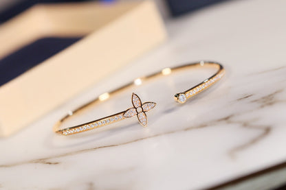 [AuraEcho Jewelry]IDYLLE GOLD OPEN BRACELET DIAMOND PAVED