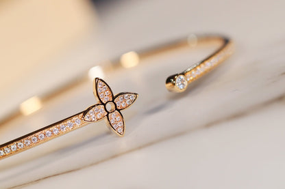 [AuraEcho Jewelry]IDYLLE GOLD OPEN BRACELET DIAMOND PAVED