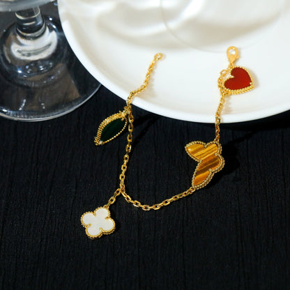 [WZQ]LUCKY SPRING 5 MOTIF GOLD BRACELET