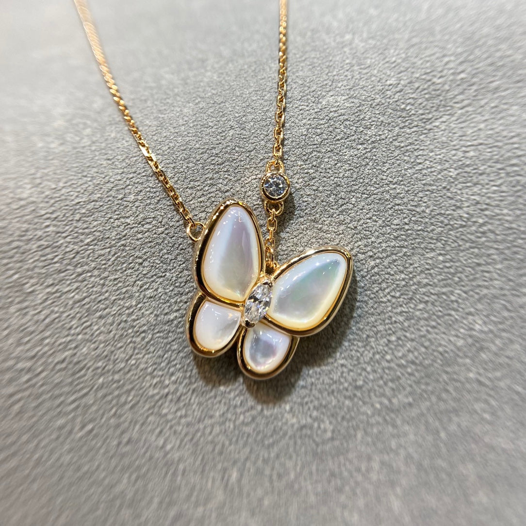 [AuraEcho Jewelry]BUTTERFLY MOP DIAMOND NECKLACE