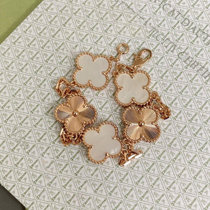 [AuraEcho Jewelry]CLOVER BRACELET 5 MOTIF WHITE MOP PINK GOLD