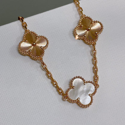 [AuraEcho Jewelry]CLOVER BRACELET 5 MOTIF WHITE MOP PINK GOLD