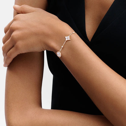 [AuraEcho Jewelry]STAR AND SUN 4 MOTIF WHITE MOP PINK GOLD BRACELET