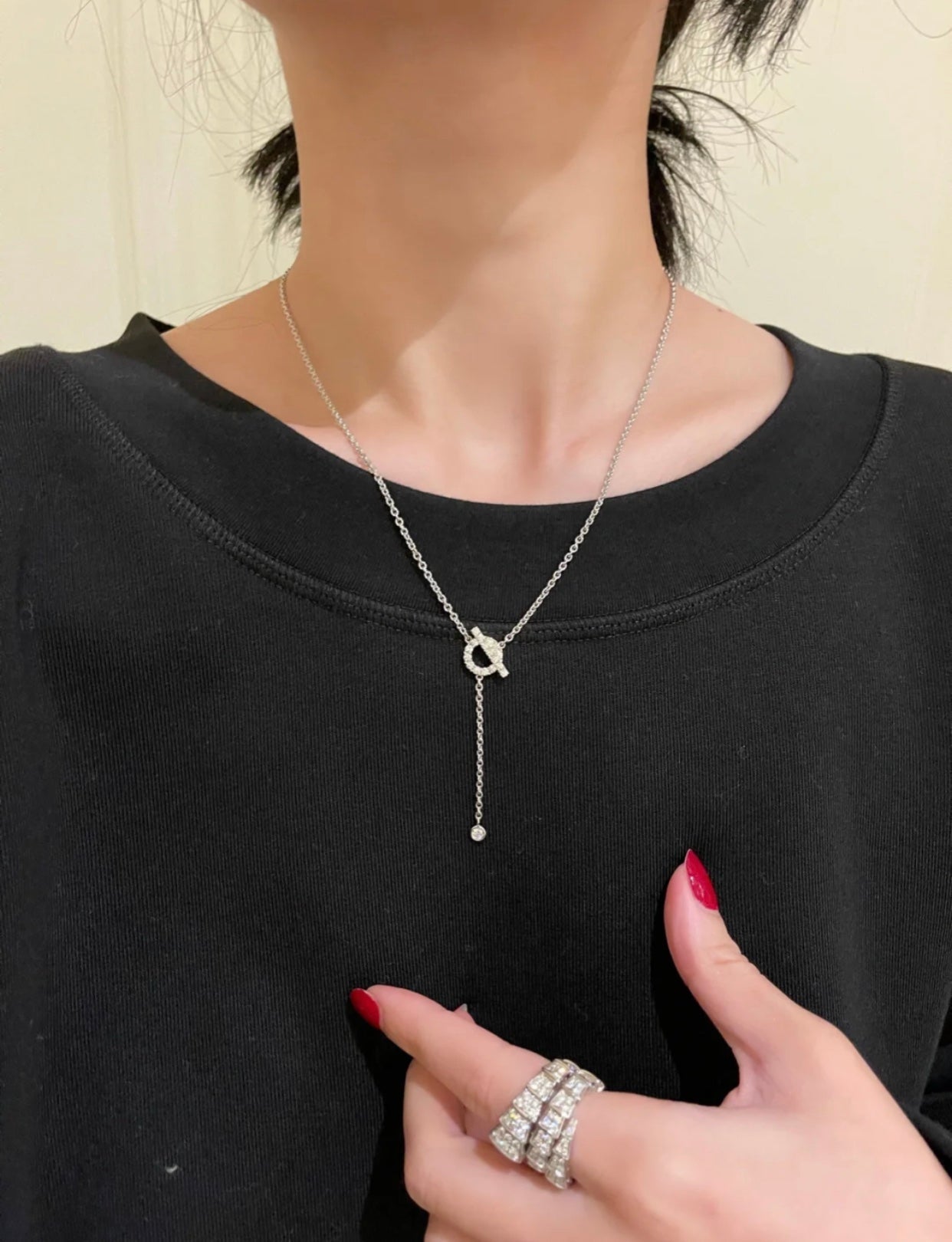 [AuraEcho Jewelry]FINESSE SILVER DIAMOND NECKLACE