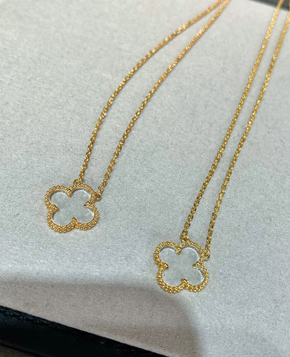 [AuraEcho Jewelry]CLOVER ROCK CRYSTAL ROSE GOLD NECKLACE