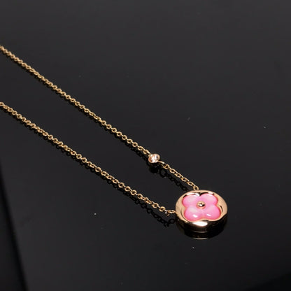 [AuraEcho Jewelry]COLOR BLOSSOM PINK MOP SUN GOLD NECKLACE
