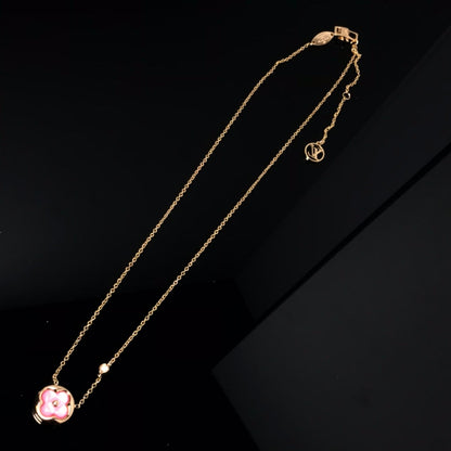 [AuraEcho Jewelry]COLOR BLOSSOM PINK MOP SUN GOLD NECKLACE