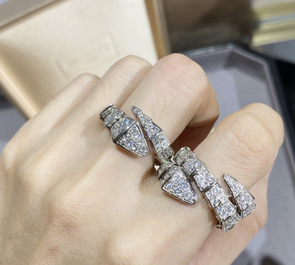 [AuraEcho Jewelry]SERPENTI LARGE RING SILVER DIAMOND PAVED