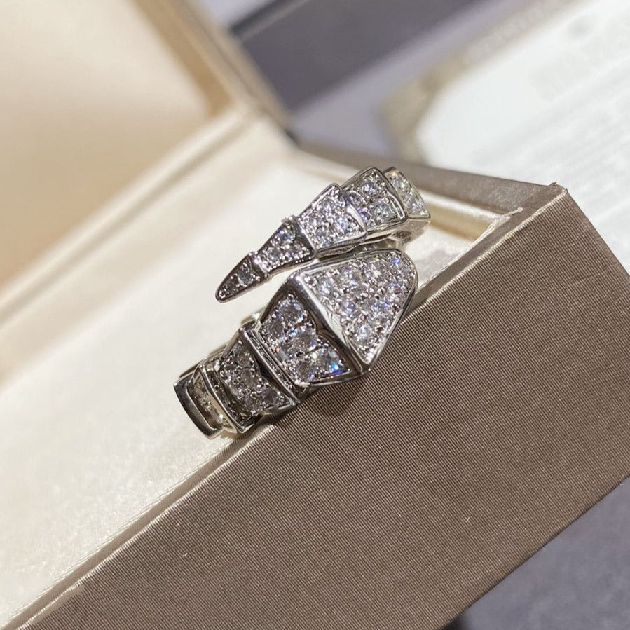 [AuraEcho Jewelry]SERPENTI LARGE RING SILVER DIAMOND PAVED