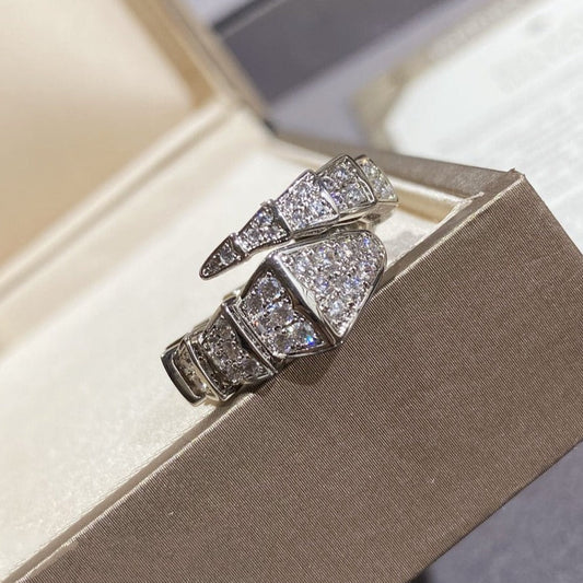 [AuraEcho Jewelry]SERPENTI LARGE RING SILVER DIAMOND PAVED
