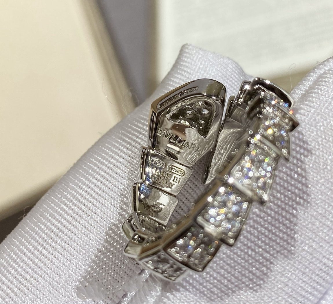 [AuraEcho Jewelry]SERPENTI LARGE RING SILVER DIAMOND PAVED