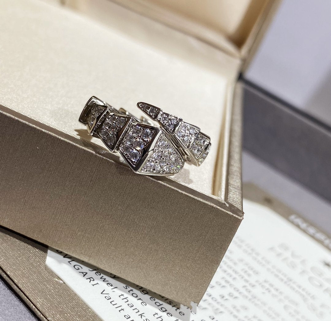 [AuraEcho Jewelry]SERPENTI LARGE RING SILVER DIAMOND PAVED