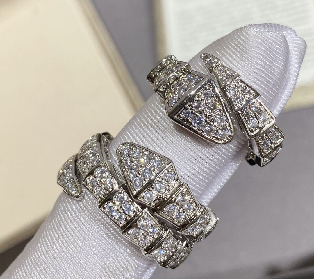 [AuraEcho Jewelry]SERPENTI LARGE RING SILVER DIAMOND PAVED