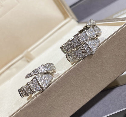 [AuraEcho Jewelry]SERPENTI LARGE RING SILVER DIAMOND PAVED