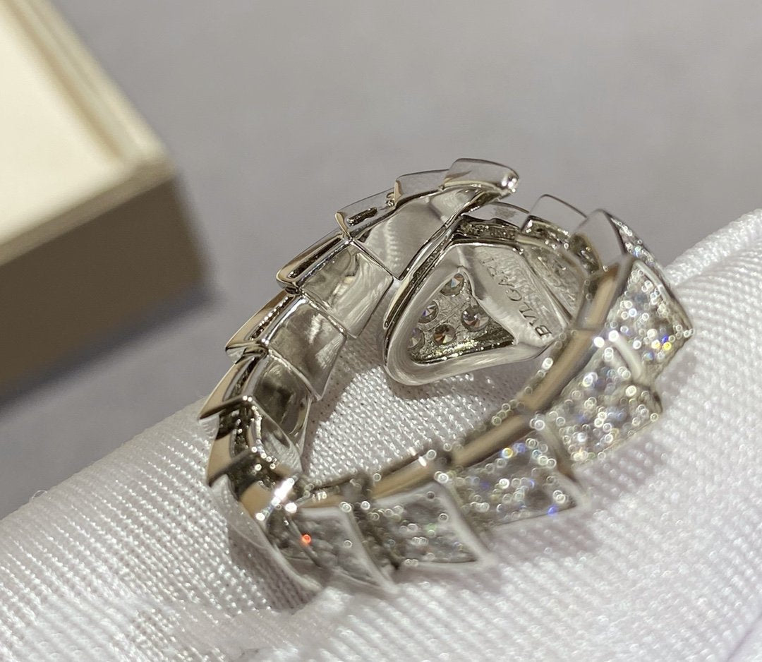 [AuraEcho Jewelry]SERPENTI LARGE RING SILVER DIAMOND PAVED