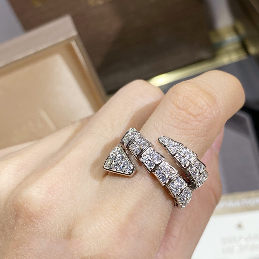 [AuraEcho Jewelry]SERPENTI DOUBLE RING SILVER DIAMOND PAVED