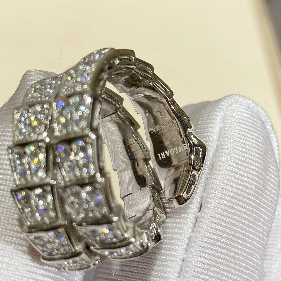 [AuraEcho Jewelry]SERPENTI DOUBLE RING SILVER DIAMOND PAVED