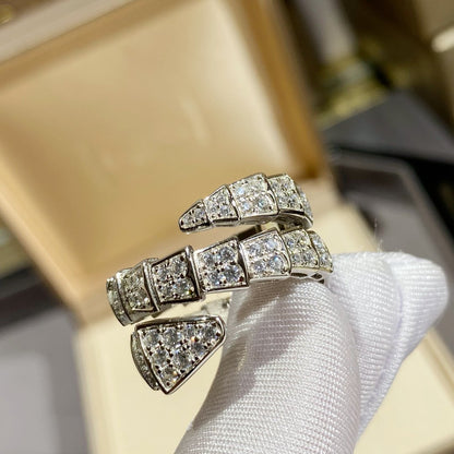 [AuraEcho Jewelry]SERPENTI DOUBLE RING SILVER DIAMOND PAVED