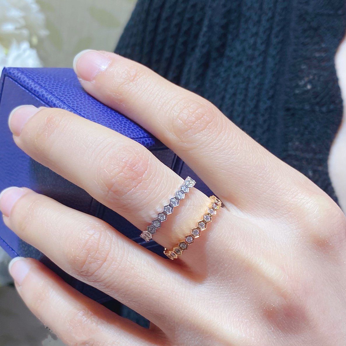 [AuraEcho Jewelry]BEE LOVE DIAMOND PAVED SMALL RING