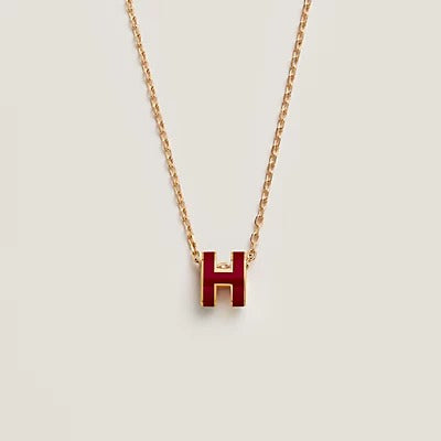 [AuraEcho Jewelry]HM CLIC RED ENAMEL GOLD NECKLACE