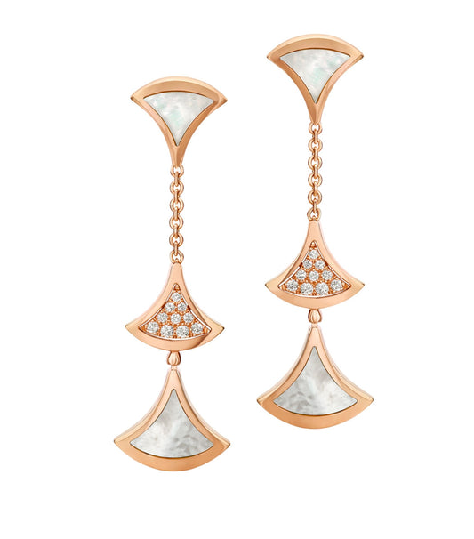 [AuraEcho Jewelry]DREAM EARRINGS 3 MOTIFS DIAMOND MOP PINK GOLD
