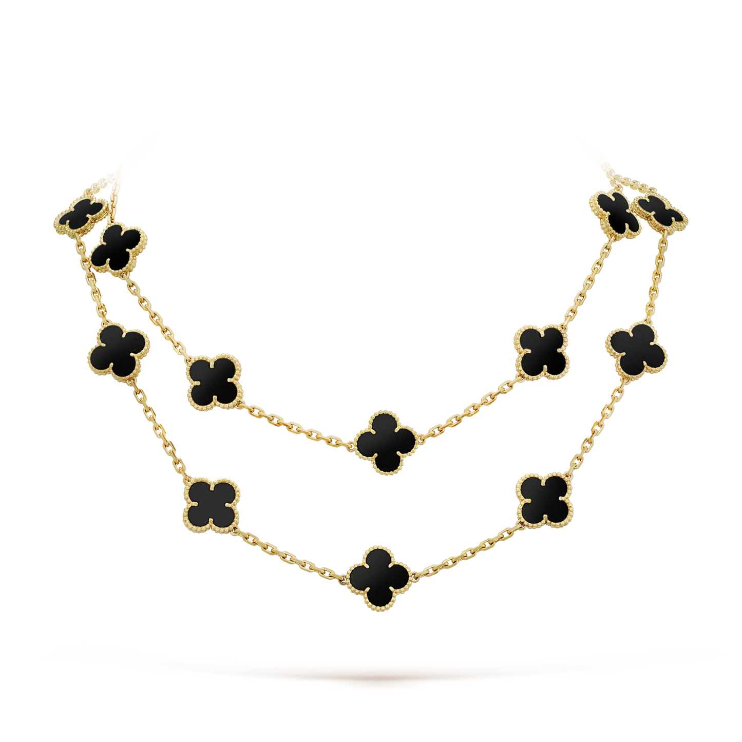 [AuraEcho Jewelry]CLOVER 20 MOTIFS ONYX NECKLACE