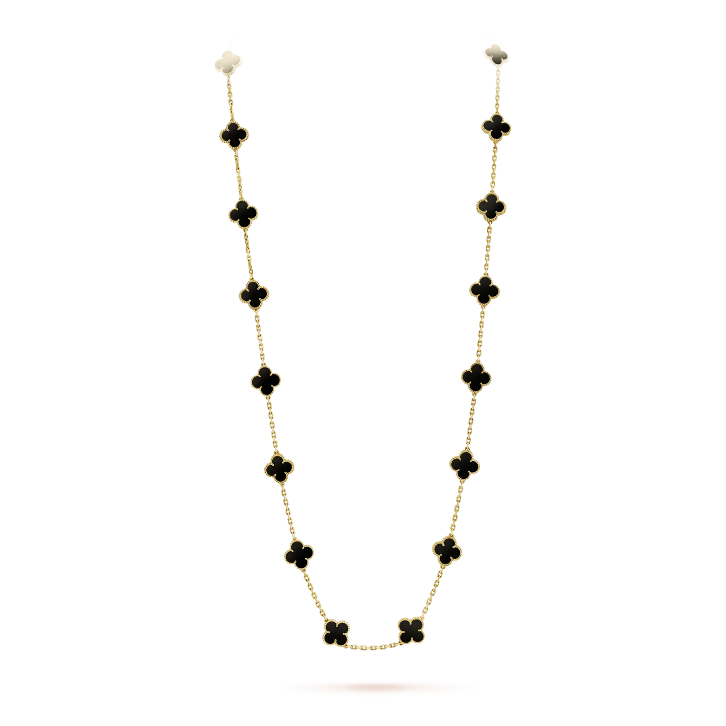[AuraEcho Jewelry]CLOVER 20 MOTIFS ONYX NECKLACE