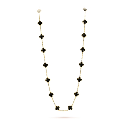 [AuraEcho Jewelry]CLOVER 20 MOTIFS ONYX NECKLACE