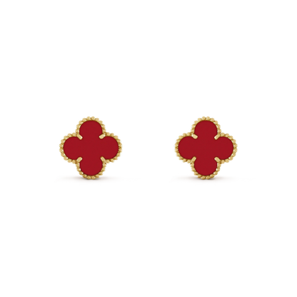 [AuraEcho Jewelry]CLOVER MINI 9.5MM CARNELIAN EARRINGS