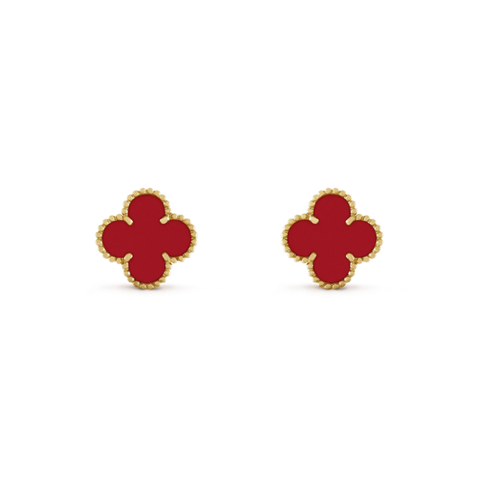 [AuraEcho Jewelry]CLOVER MINI 9.5MM CARNELIAN EARRINGS