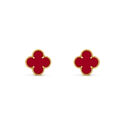 [AuraEcho Jewelry]CLOVER MEDIUM 1 MOTIFS CARNELIAN  EARRINGS