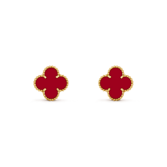 [AuraEcho Jewelry]CLOVER MEDIUM 1 MOTIFS CARNELIAN  EARRINGS
