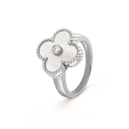 [AuraEcho Jewelry]CLOVER SILVER MOP DIAMOND RING