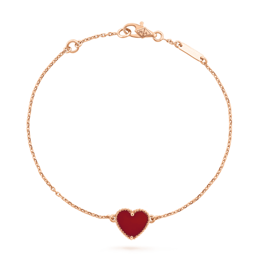 [AuraEcho Jewelry]HEART CARNELIAN PINK GOLD BRACELET