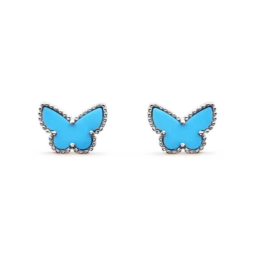 [AuraEcho Jewelry]BUTTERFLY TURQUOISE EARRINGS SILVER